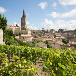 landscape view of Saint Emilion village in Bordeaux region in France