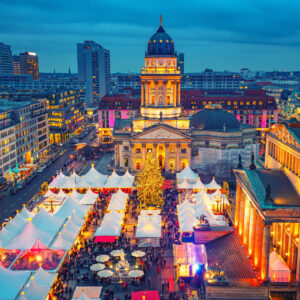 Christmas market, Deutscher Dom and konzerthaus in Berlin, Germany