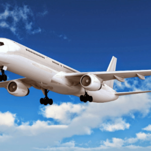 avion-de-pasajeros-en-el-cielo-azul-Passenger airliner flight in the blue sky