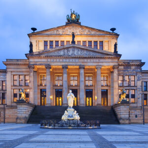 The neo-classical theatre building is used as a concert hall, and is home of the Berlin Symphony Orchestra. It is located in the Gendarmenmarkt near Unter den Linden.